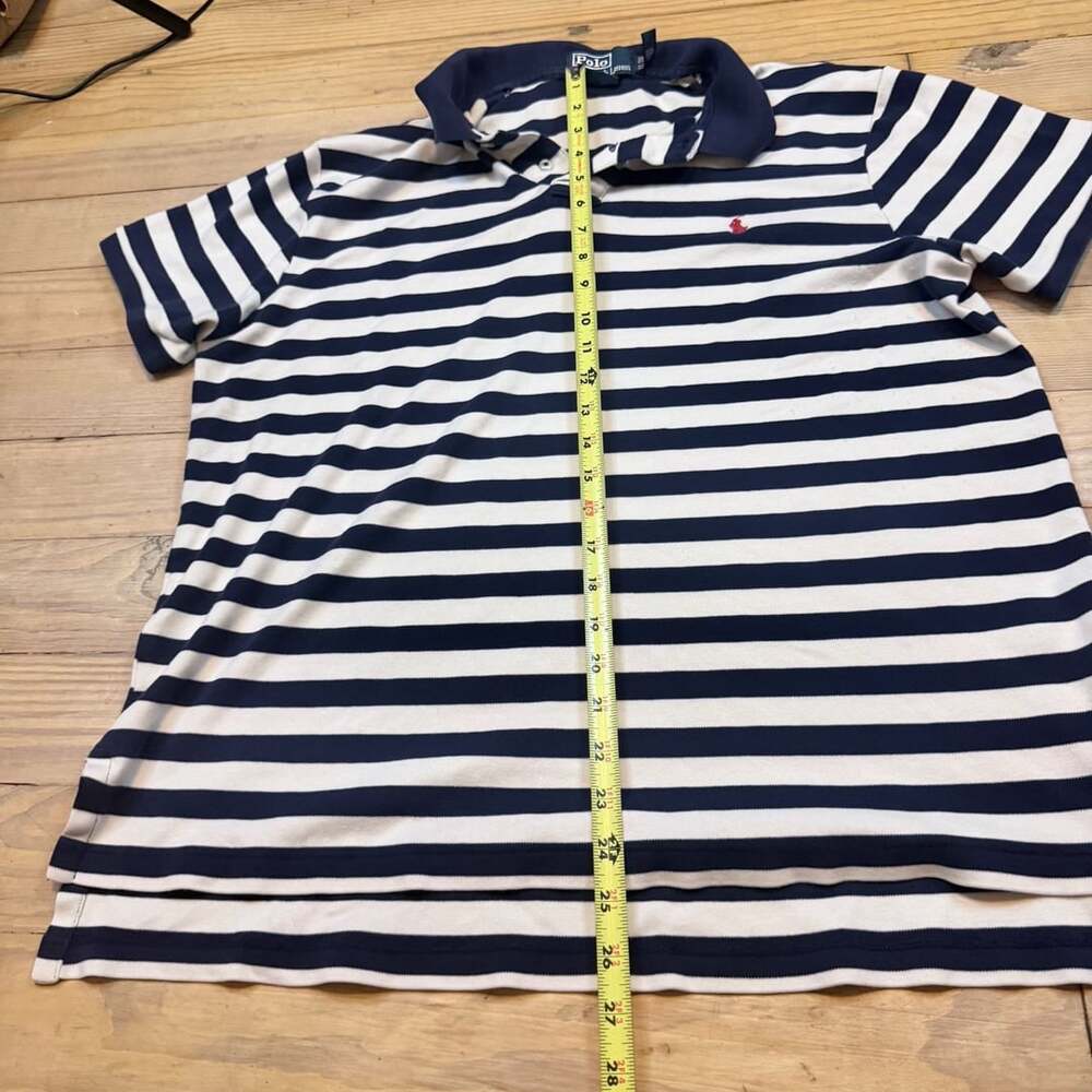Polo Ralph Lauren Polo Shirt Size XL White Navy Striped - Picture 4 of 7